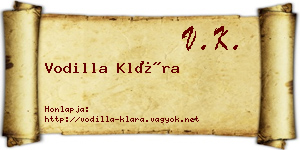 Vodilla Klára névjegykártya